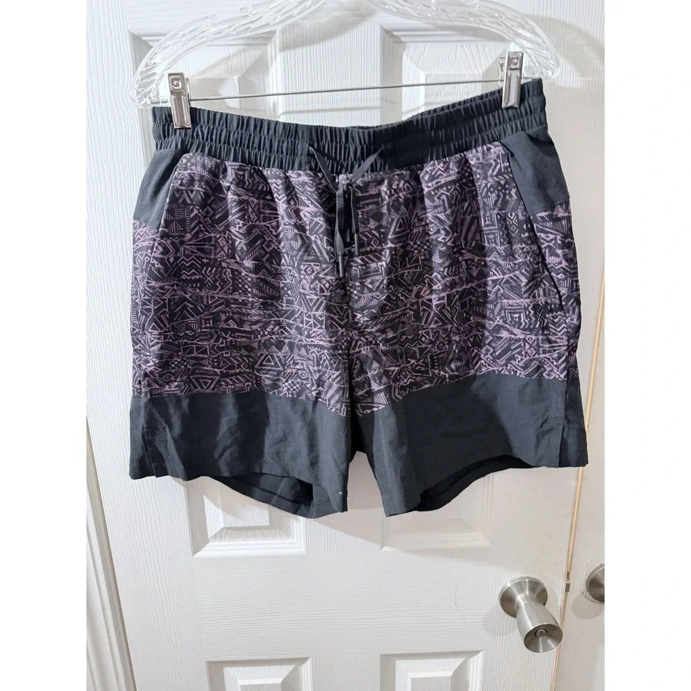 Lululemon Lane Line Shorts Men's Large Ripple Geo Vintage Plum Black 6